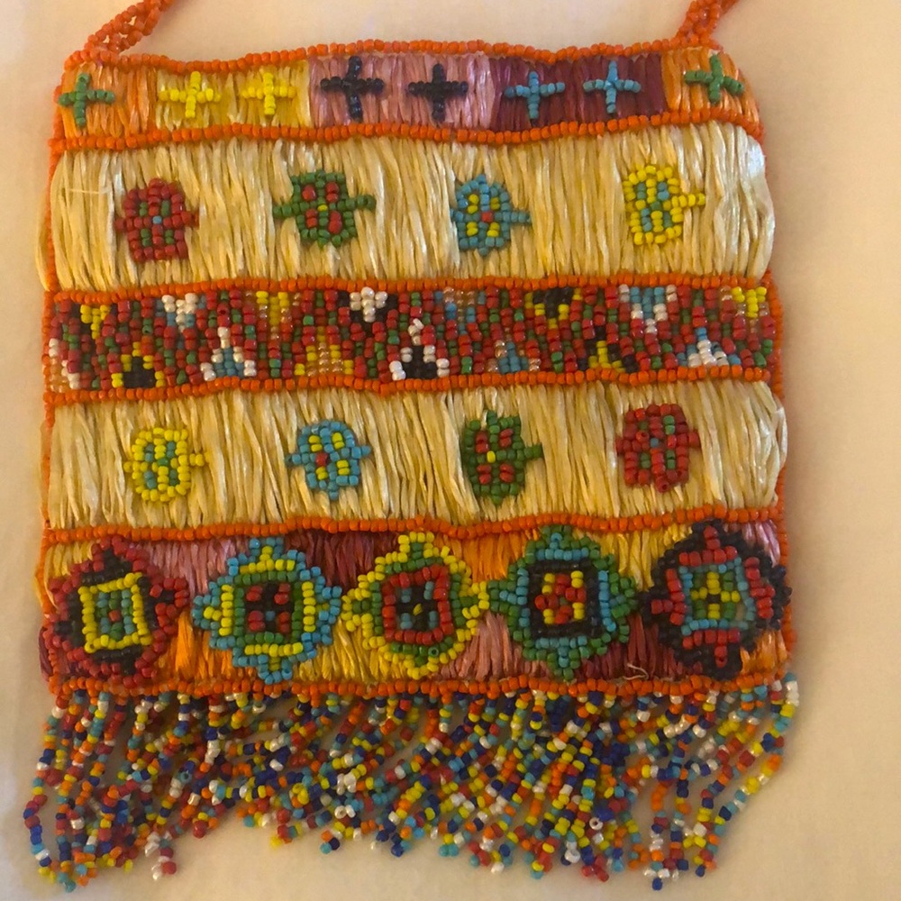 Pierre Urbach beaded  shoulder bag w/ silk inside